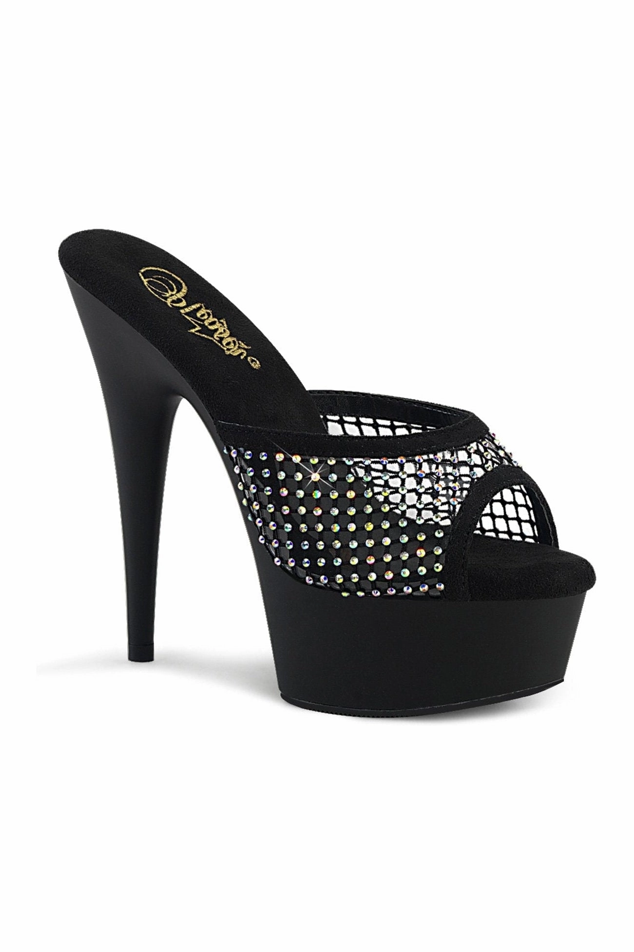 DELIGHT-601-6RM Slide | Black Faux Suede