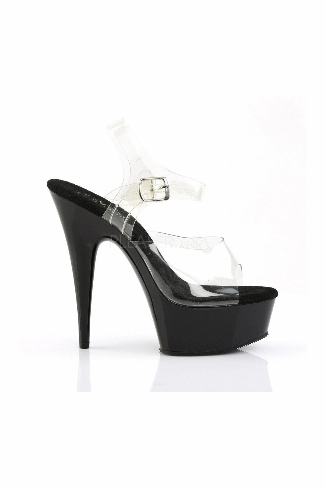 DELIGHT-608 Platform Sandal  | Black Vinyl