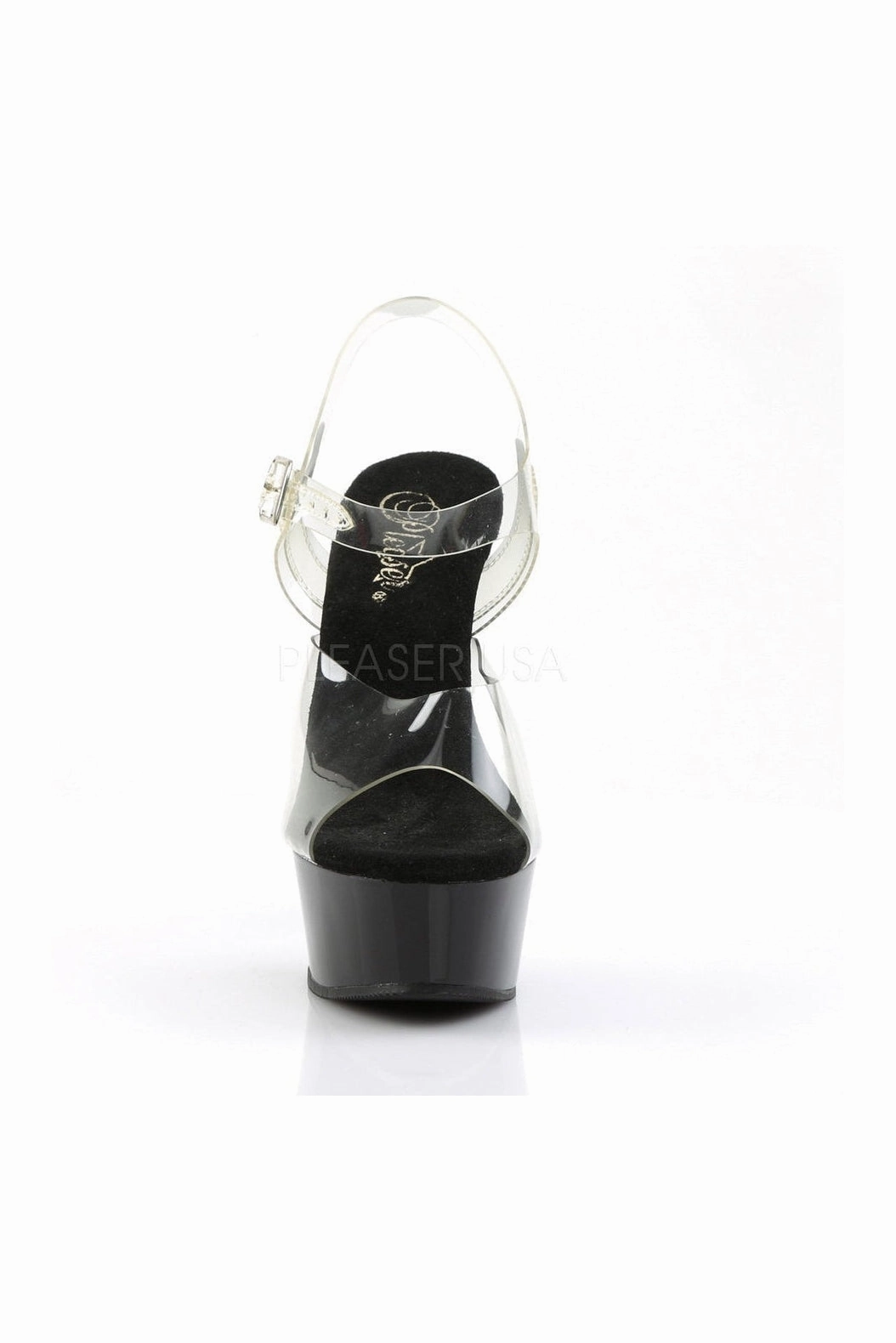 DELIGHT-608 Platform Sandal  | Black Vinyl