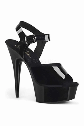 DELIGHT-608N Platform Sandal | Black Faux Leather