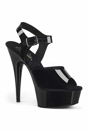 DELIGHT-608N Platform Sandal | Black Faux Leather