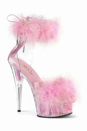 DELIGHT-624F Clear Marabou Sandal