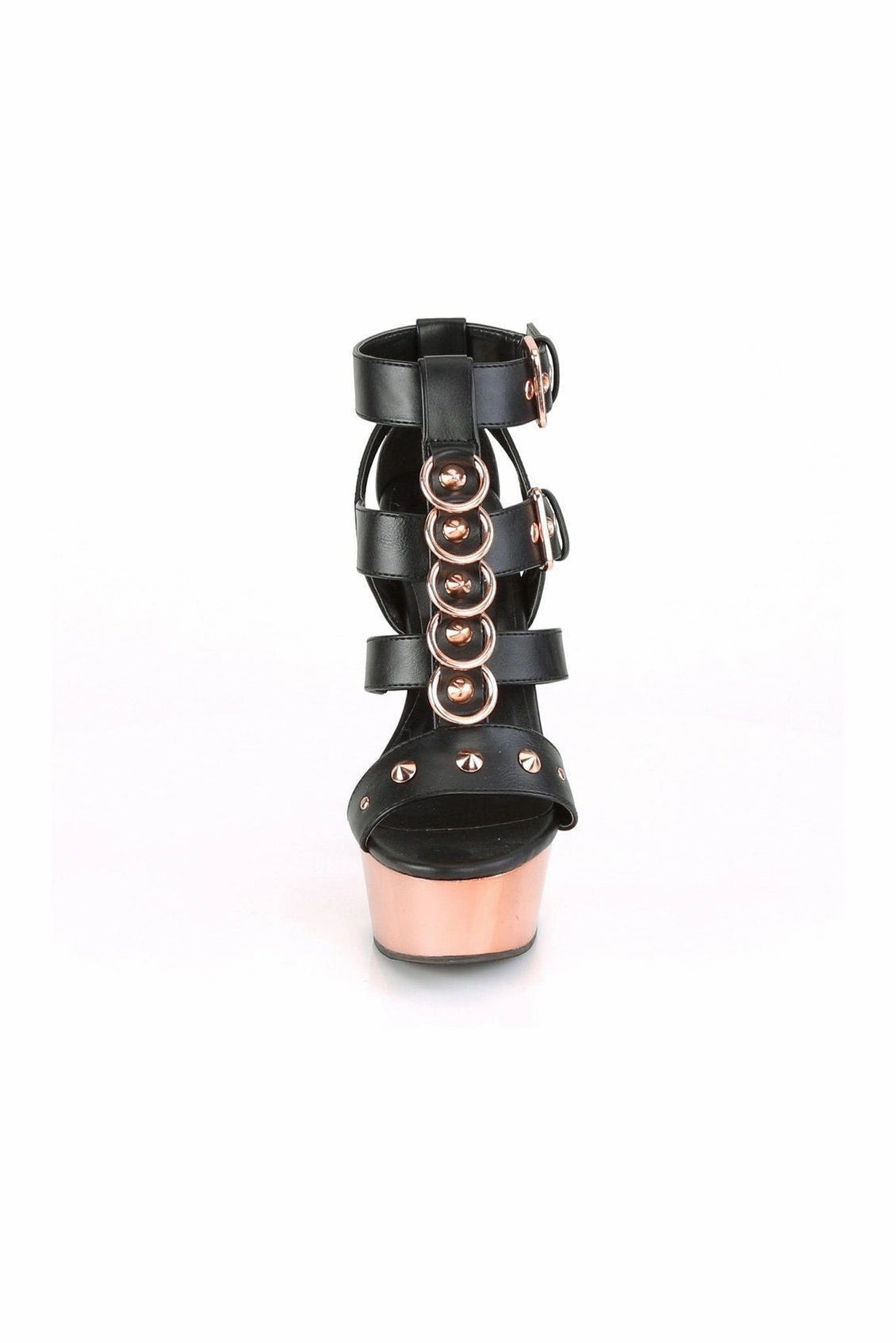 DELIGHT-658 Exotic Sandal | Black Faux Leather