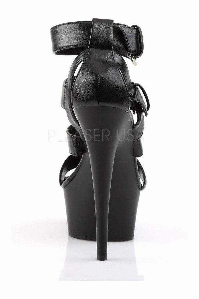 DELIGHT-658 Platform Sandal  | Black Faux Leather
