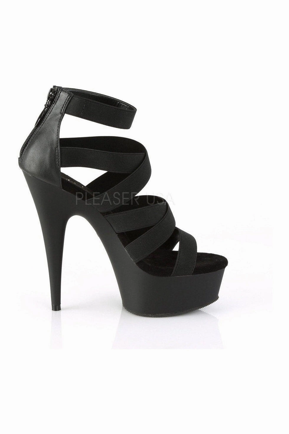 DELIGHT-659 Platform Sandal  | Black Elastic