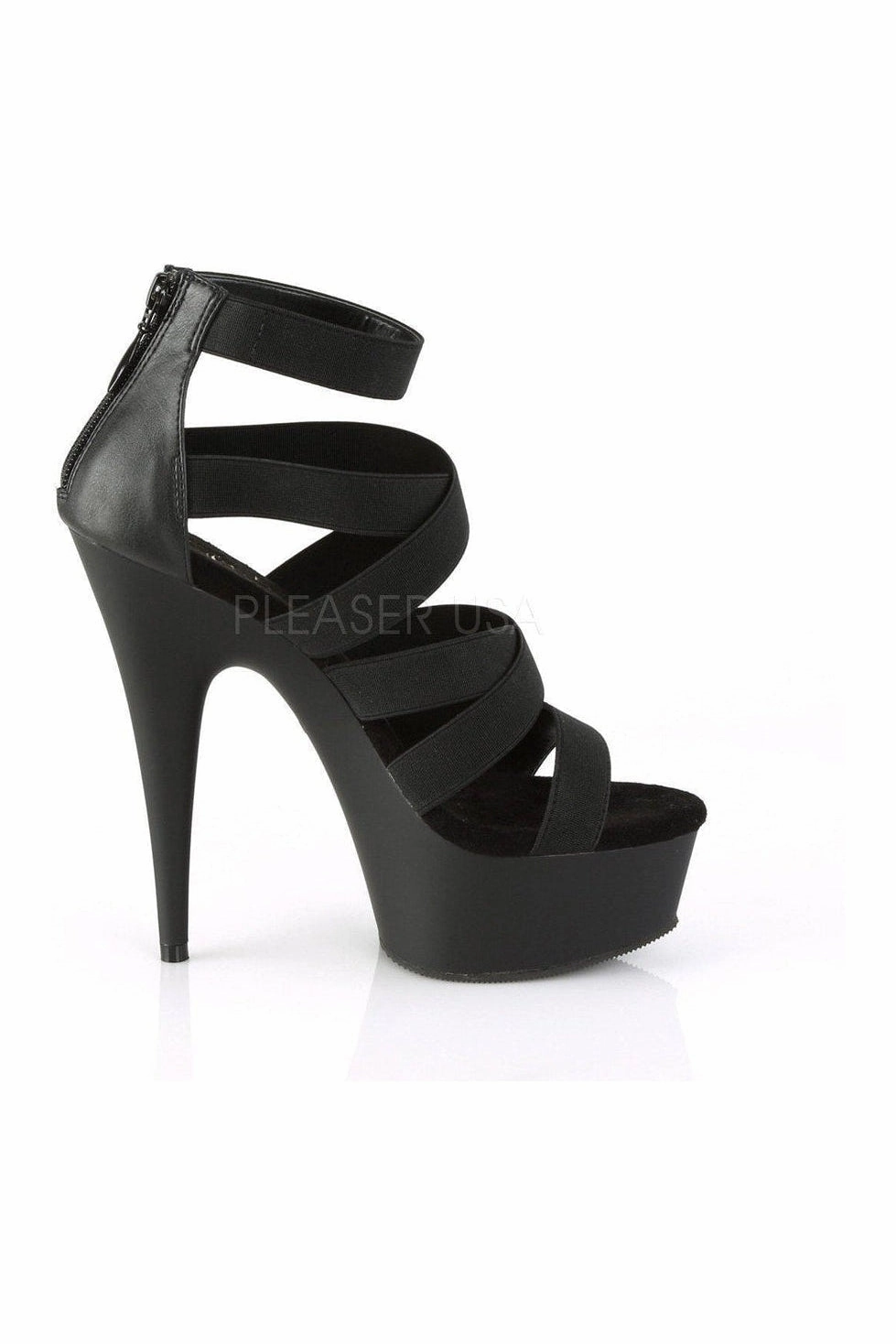 DELIGHT-659 Platform Sandal  | Black Elastic