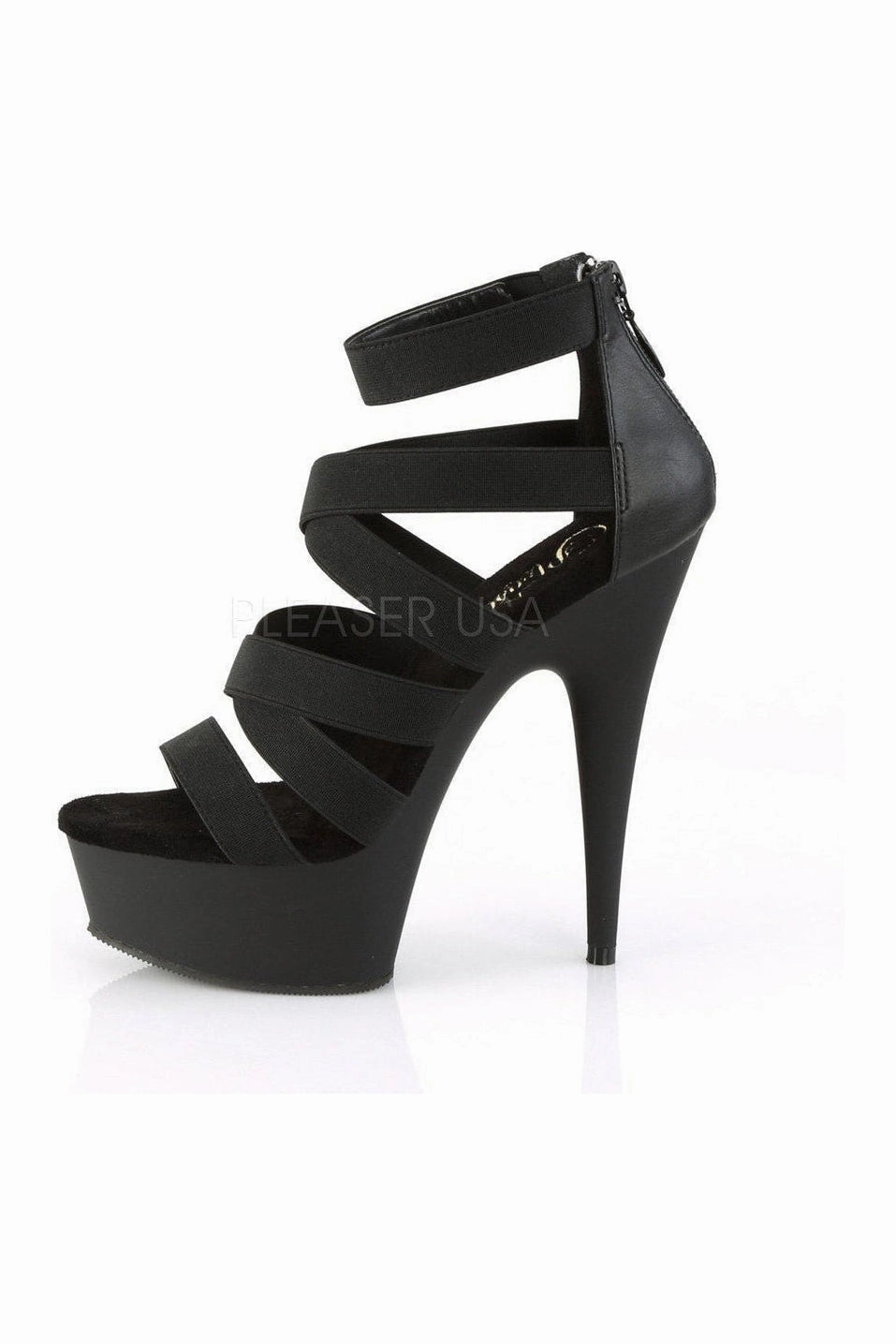 DELIGHT-659 Platform Sandal  | Black Elastic