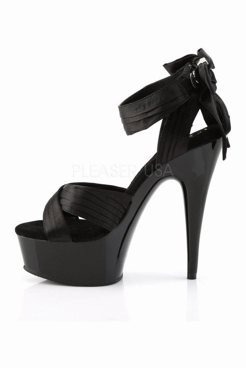 DELIGHT-668 Platform Sandal  | Black Genuine Satin