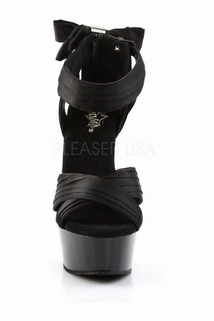 DELIGHT-668 Platform Sandal  | Black Genuine Satin