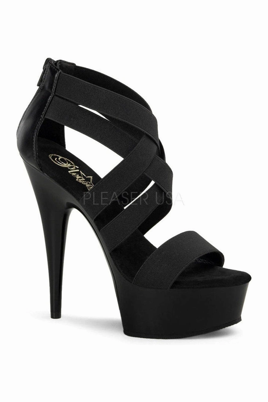 DELIGHT-669 Platform Sandal  | Black elastic