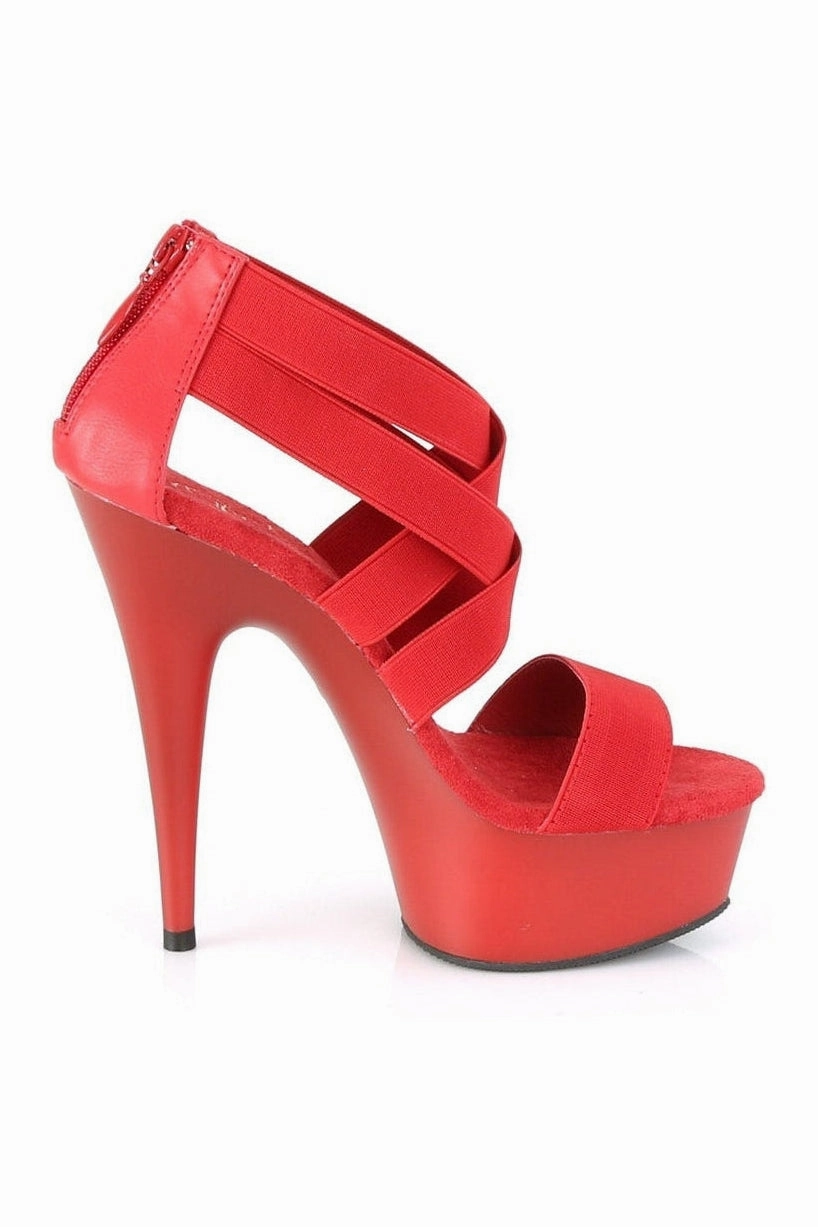 DELIGHT-669 Platform Sandal | Red Elastic