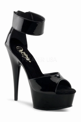 DELIGHT-670-3 Platform Sandal  | Black Patent