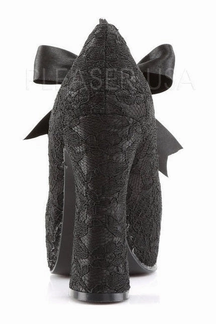 DEMON-11 Demonia Platform Pump | Black Genuine Satin
