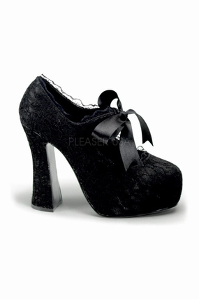 DEMON-11 Demonia Platform Pump | Black Genuine Satin