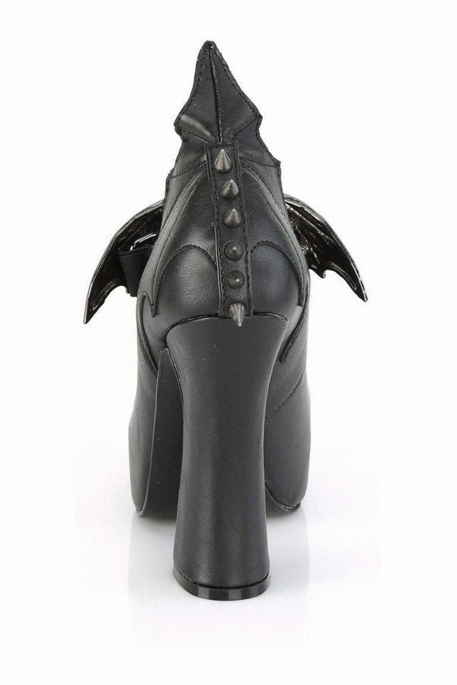 DEMON-18 Mary Jane | Black Faux Leather