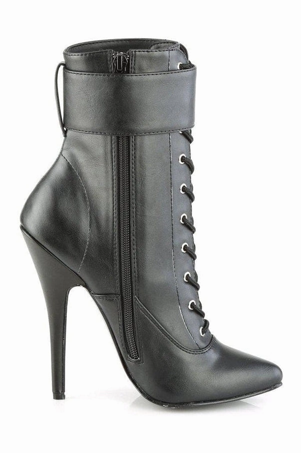 DOMINA-1023 Ankle Boot | Black Faux Leather