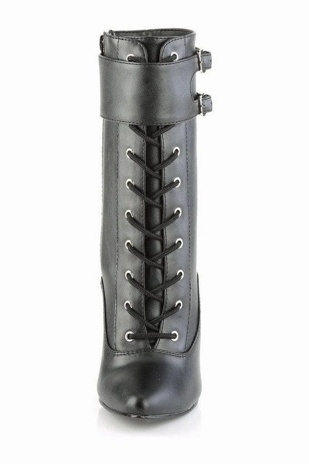 DOMINA-1023 Ankle Boot | Black Faux Leather