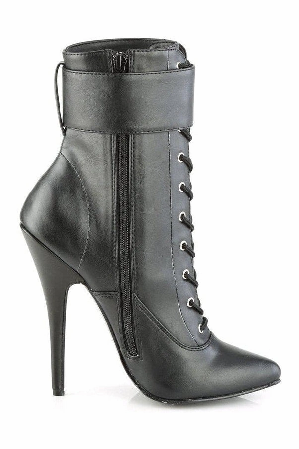 DOMINA-1023 Ankle Boot | Black Faux Leather