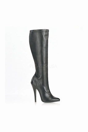 DOMINA-2000 Knee Boot  | Black Faux Leather