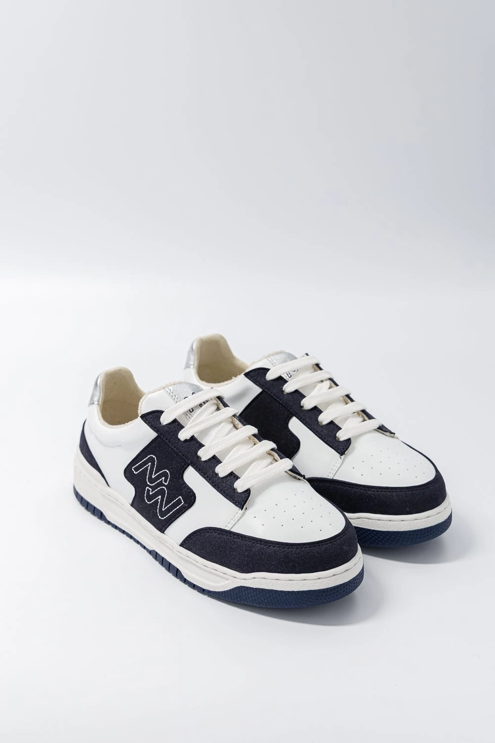 Dream Big Unisex Vegan Corn Leather Sneakers | Silver & Navy