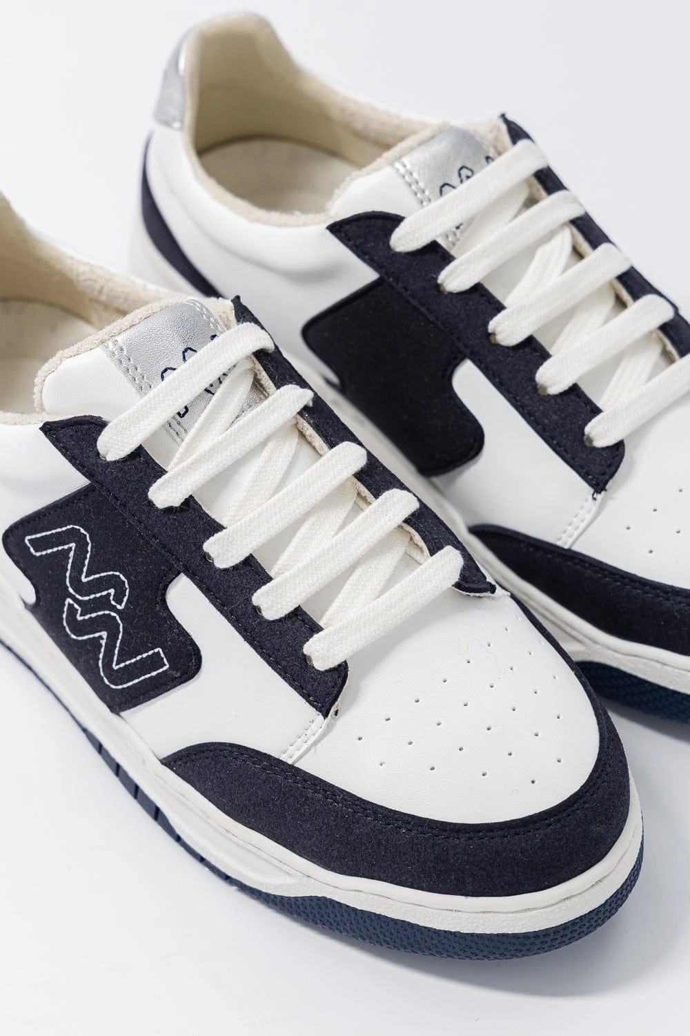Dream Big Unisex Vegan Corn Leather Sneakers | Silver & Navy