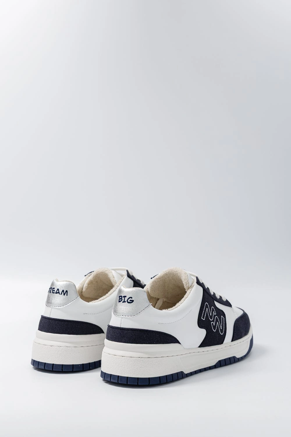 Dream Big Unisex Vegan Corn Leather Sneakers | Silver & Navy