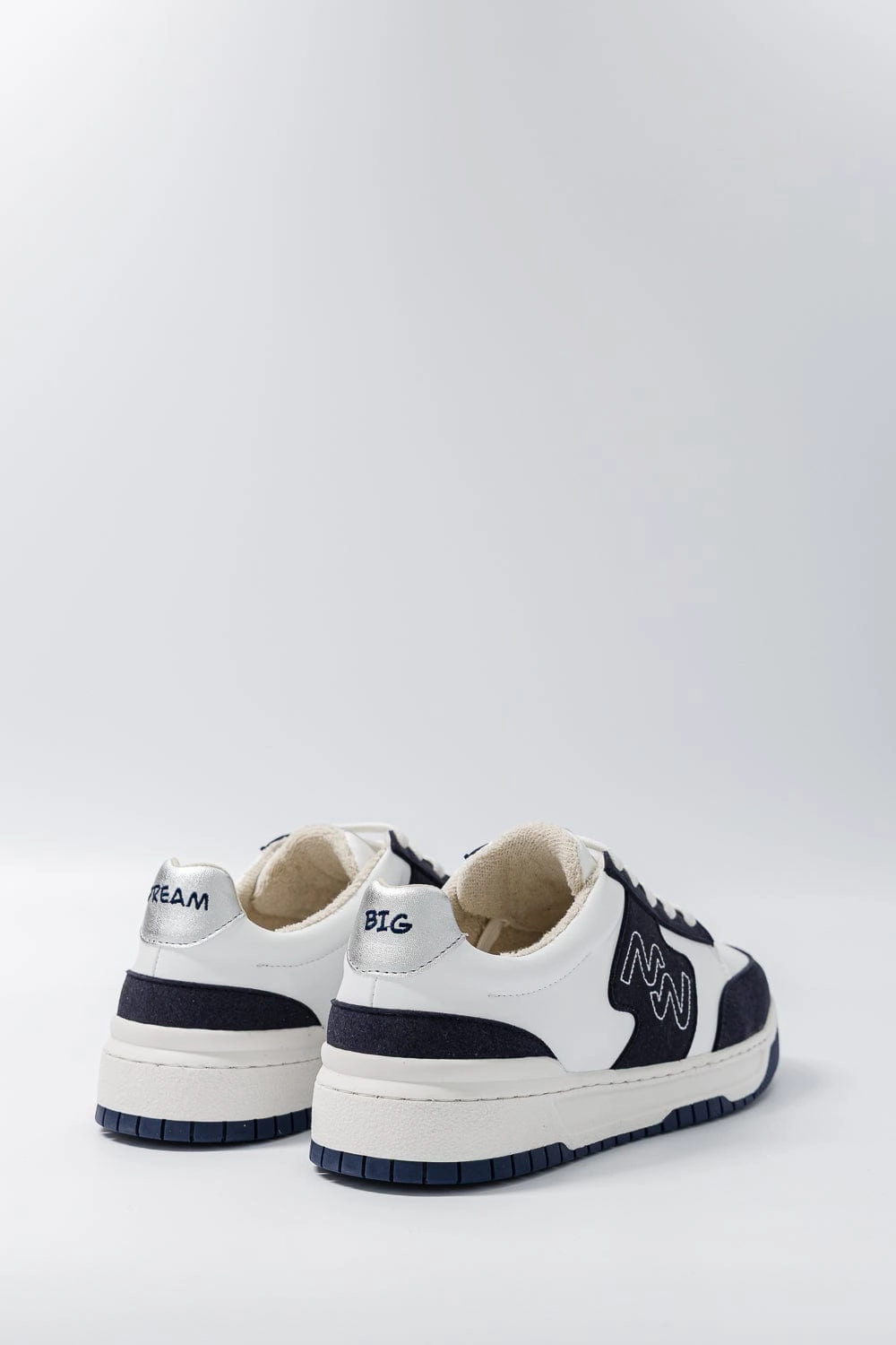 Dream Big Unisex Vegan Corn Leather Sneakers | Silver & Navy