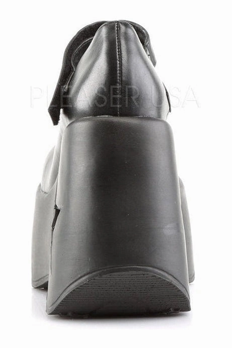 DYNAMITE-03 Demonia Wedge | Black Faux Leather