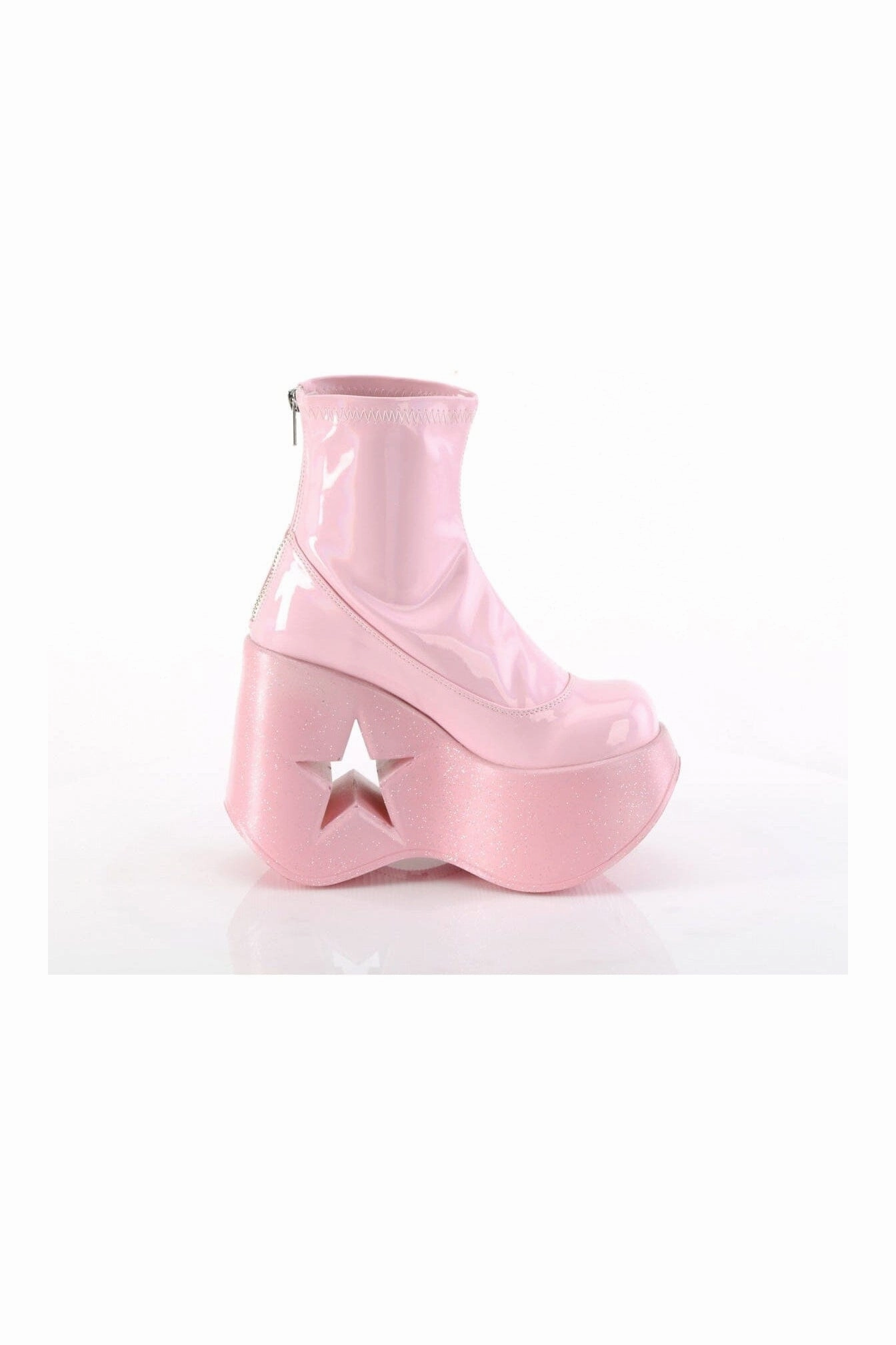 DYNAMITE-100 Pink Hologram Patent Ankle Boot