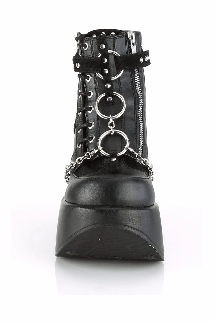 DYNAMITE-101 Black Hologram Patent Ankle Boot