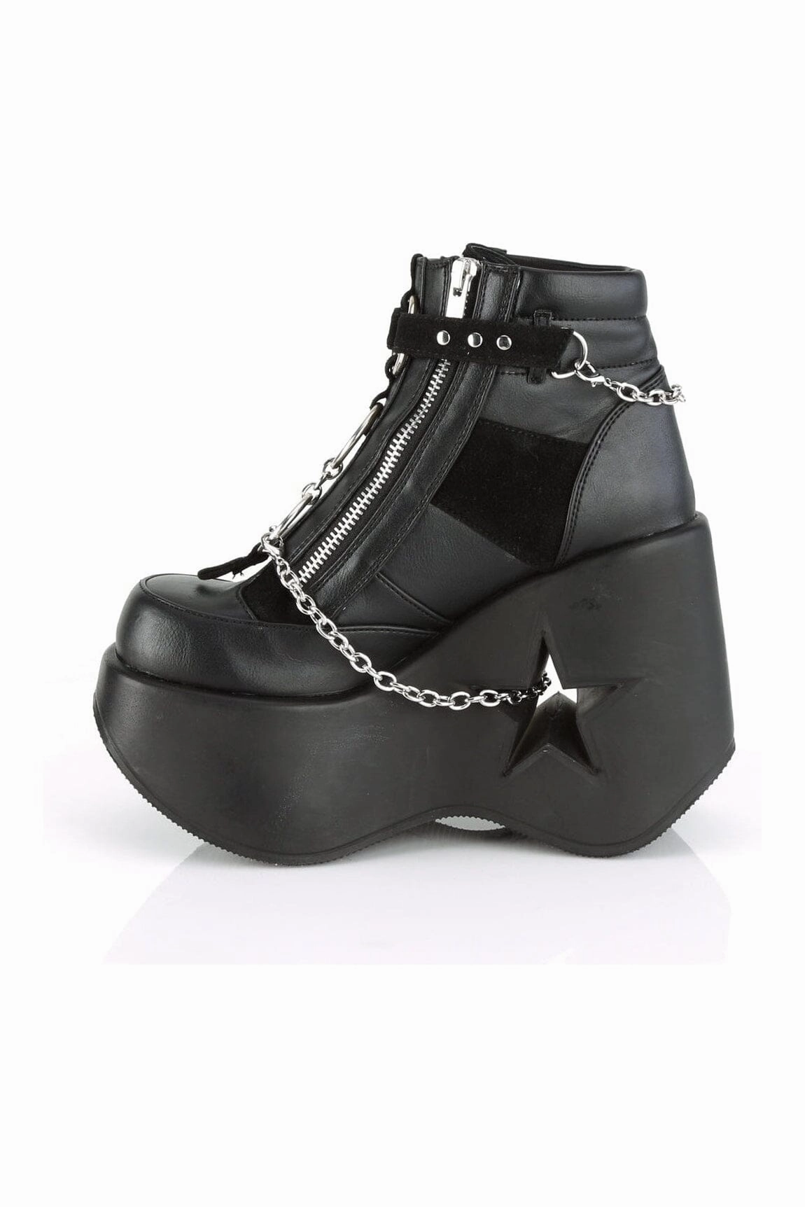 DYNAMITE-101 Black Hologram Patent Ankle Boot