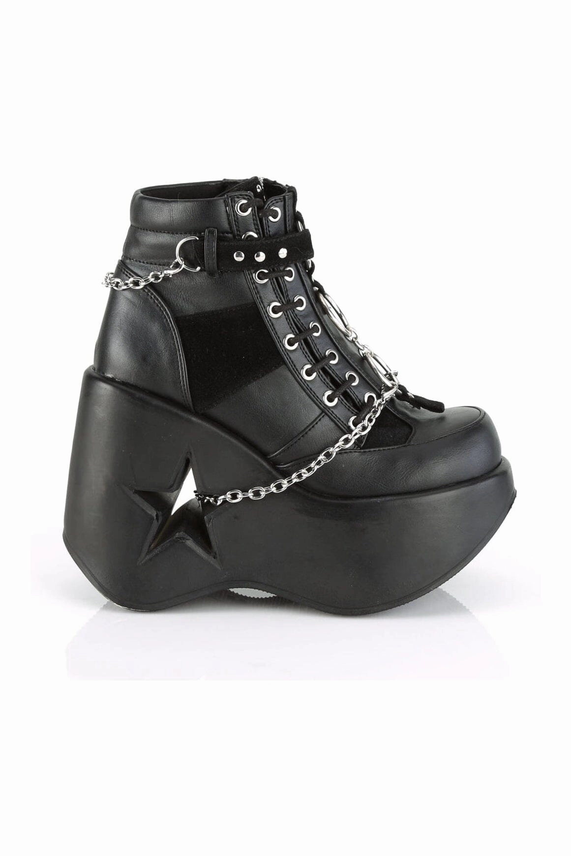 DYNAMITE-101 Black Hologram Patent Ankle Boot