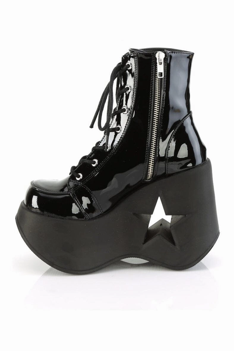 DYNAMITE-106 Black Patent Ankle Boot