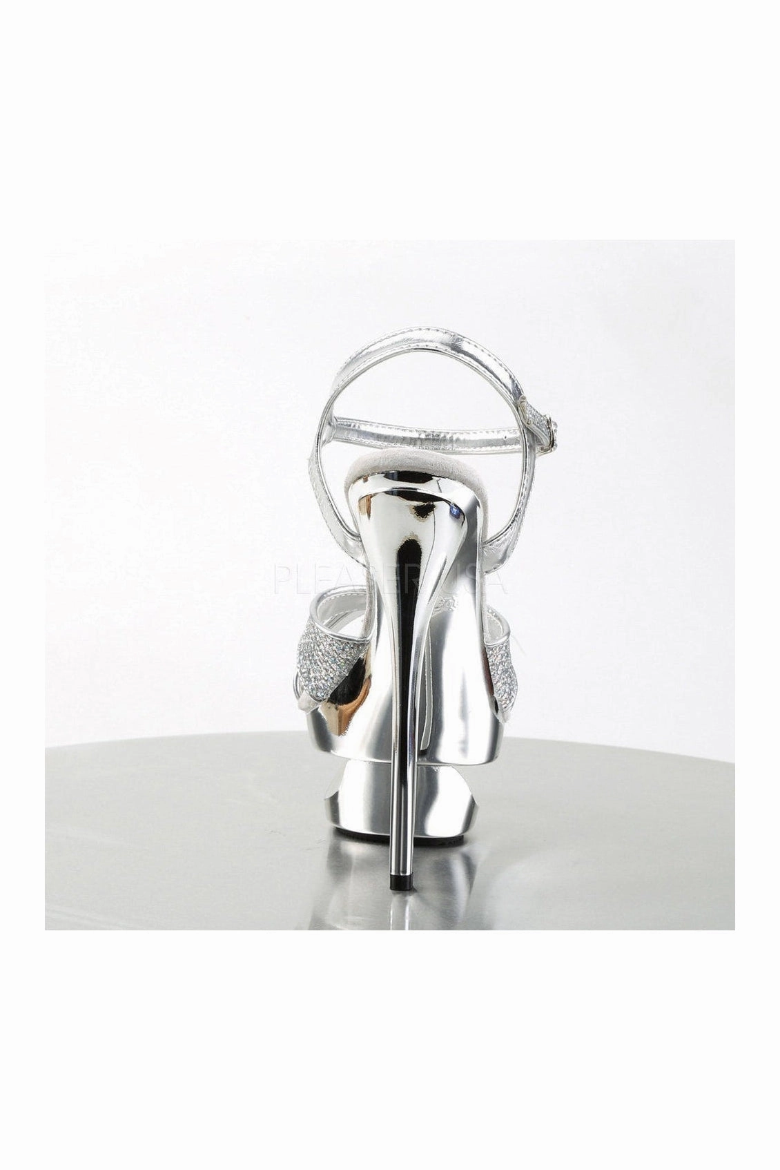 ECLIPSE-619G Platform Sandal  | Silver Glitter