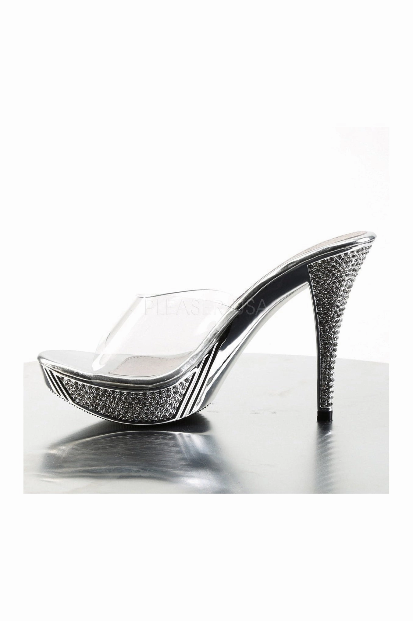 ELEGANT-401 Platform Slide | Clear Vinyl