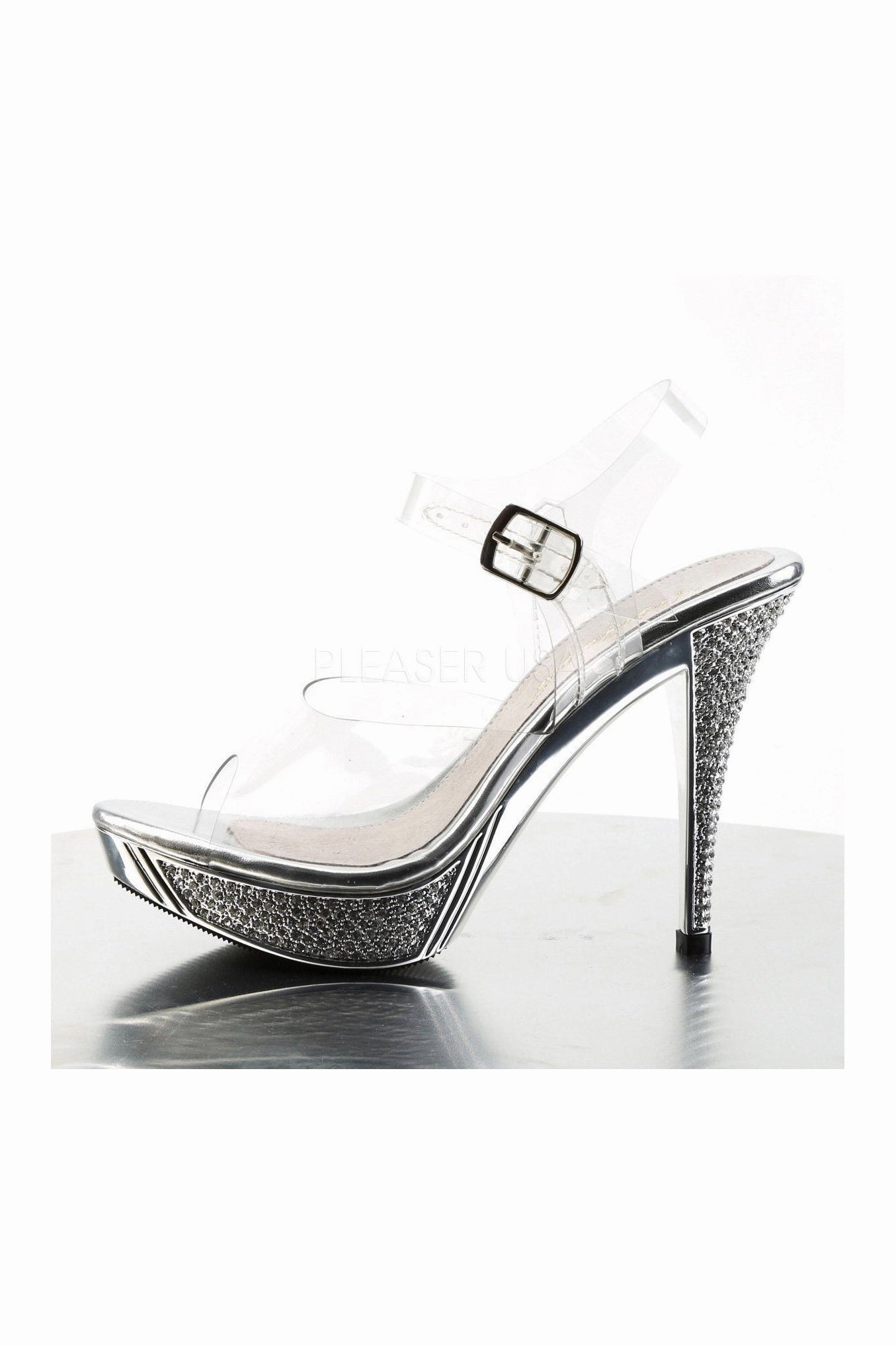 ELEGANT-408 Sandal | Clear Vinyl