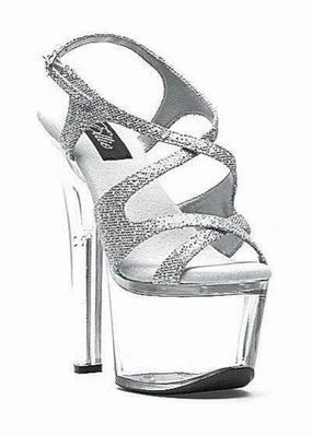 Ellie 711-LANCE-G 7" Heel Silver Glitter Sandal