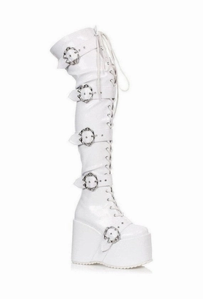 Ellie Shoes 500-KAMORA Chunky Platform Thigh High Stretch Boot w/Buckles
