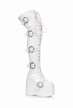 Ellie Shoes 500-KAMORA Chunky Platform Thigh High Stretch Boot w/Buckles