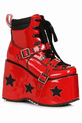 Ellie Shoes 500-SPACED Heel Platform Bootie with Star & Buckle Dcor