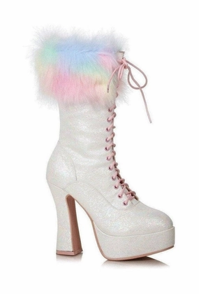 Ellie Shoes 557-NORA Chunky Heel Unicorn Boot With Faux Fur