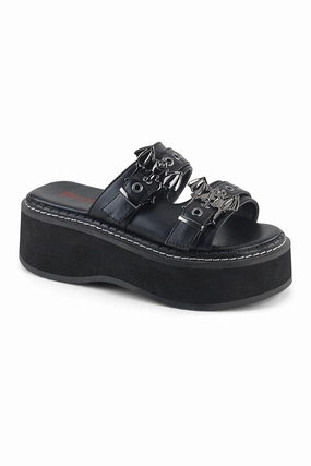 EMILY-100 Black Vegan Leather Slide