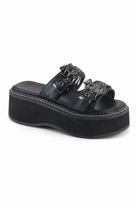 EMILY-100 Black Vegan Leather Slide