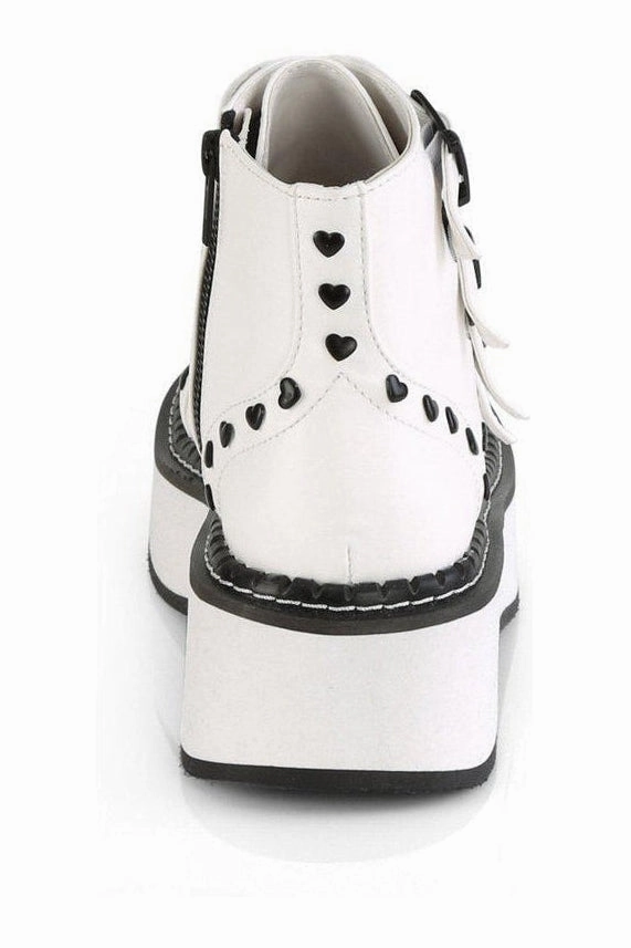EMILY-315 Ankle Boot | White Faux Leather