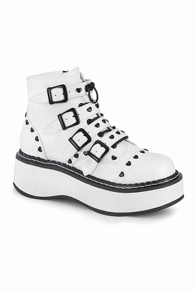 EMILY-315 Ankle Boot | White Faux Leather