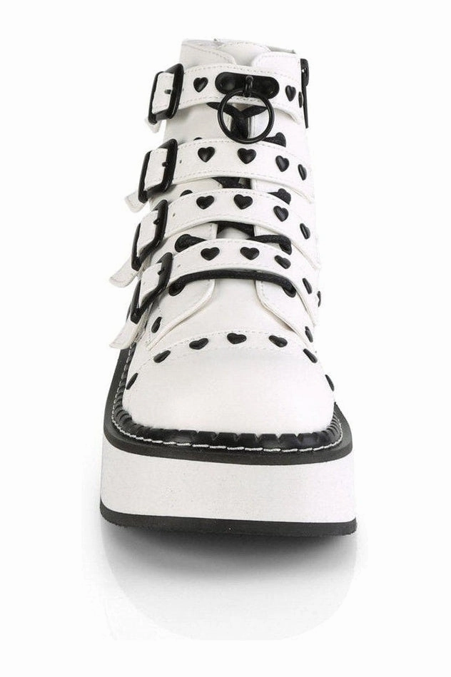 EMILY-315 Ankle Boot | White Faux Leather