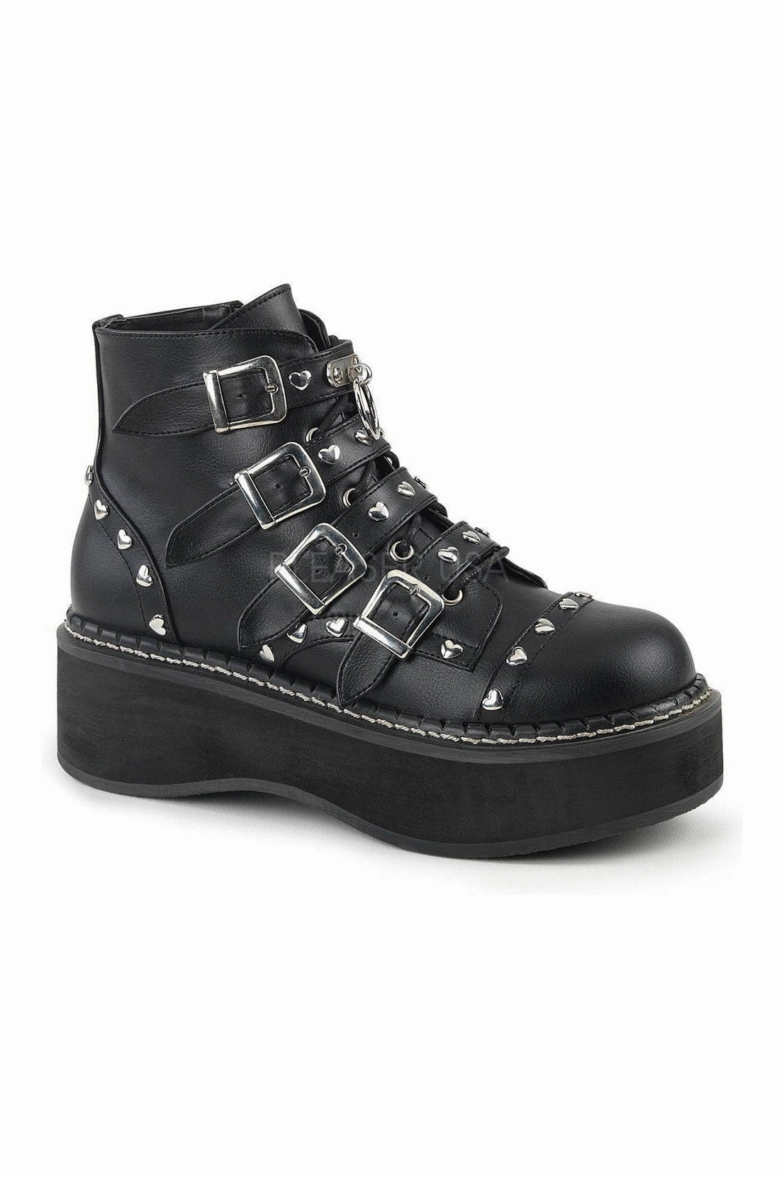 EMILY-315 Demonia Ankle Boot | Black Faux Leather
