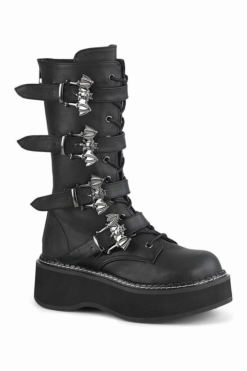 EMILY-322 Knee Boot | Black Faux Leather