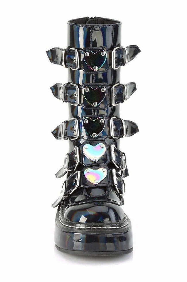 EMILY-330 Knee Boot | Hologram Faux Leather