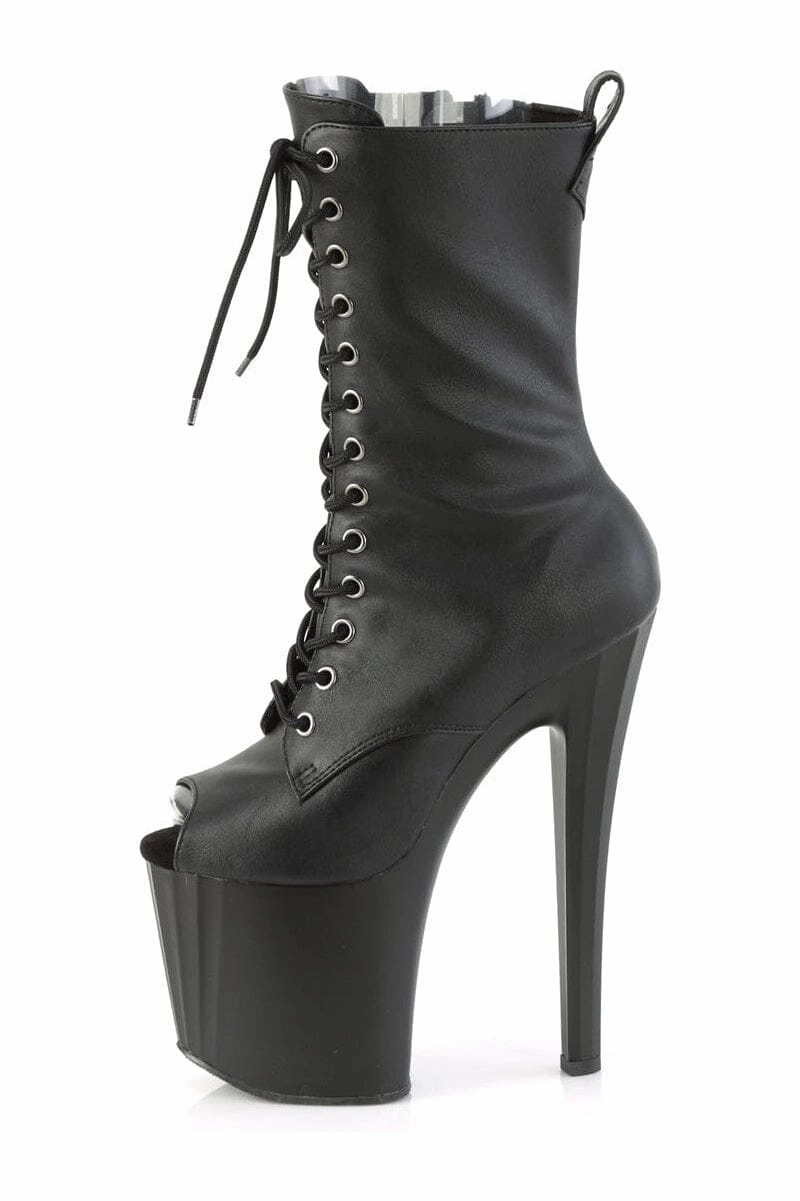 ENCHANT-1041 Black Faux Leather Ankle Boot